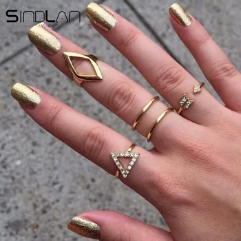 Sindlan 5PCs Rhombus Triangle Arrow Geometric Rings for Women Simple Crystal Gold Charm Boho Rings Set Joint Finger Jewelry
Sindlan 5PCs Rhombus Triangle Arrow Geometric Rings for Women Simple Crystal Gold Charm Boho Rings Set Joint Finger Jewelry
