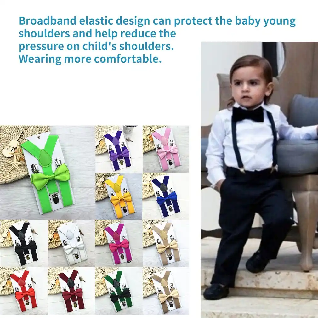 baby boy suspenders and bow tie outfit
