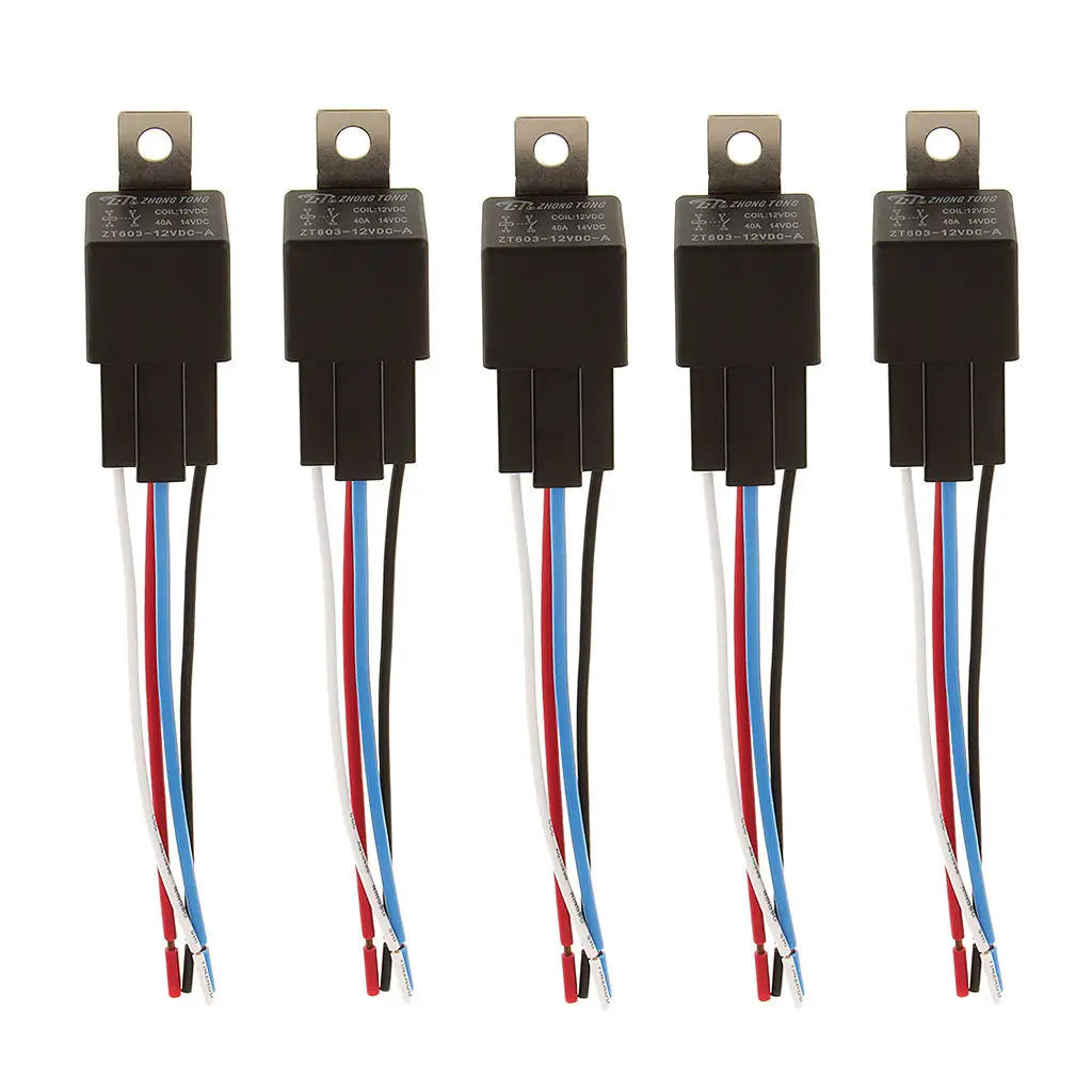 5x Car 40A AMP 12V Relay Kit For Fan Fuel Pump Light 4Pin 5Wire SPST | Автомобили и мотоциклы
