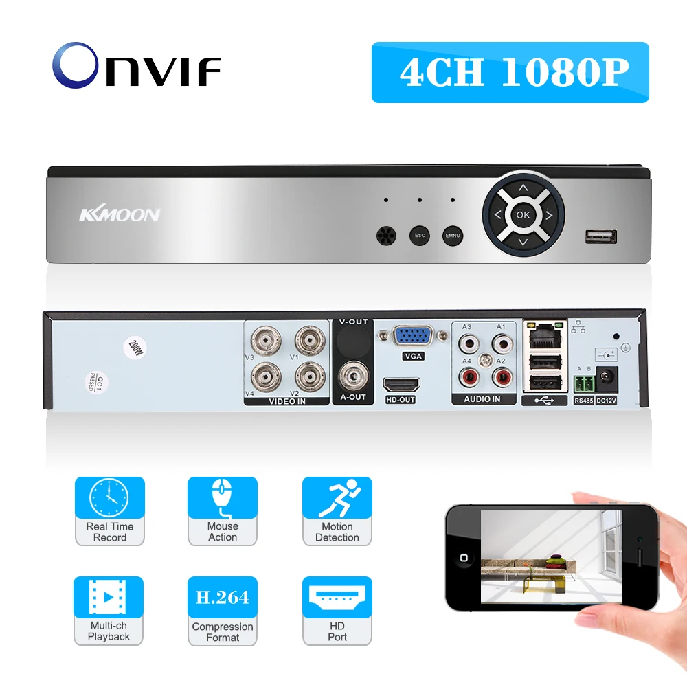 KKmoon 4CH DVR 1080P H.264 4CH Digital Video Recorder With P2P Phone Remote Motion Detection CCTV DVR Recorder For Home Security
KKmoon 4CH DVR 1080P H.264 4CH Digital Video Recorder With P2P Phone Remote Motion Detection CCTV DVR Recorder For Home Security