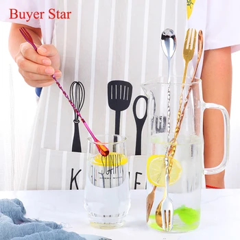 2PCS Stainless Steel Spiral Pattern Cocktail Pick Swizzle Sticks Stirrer Bar Spoon Mixing Fork Drink Muddlers Bartender Tools
2PCS Stainless Steel Spiral Pattern Cocktail Pick Swizzle Sticks Stirrer Bar Spoon Mixing Fork Drink Muddlers Bartender Tools