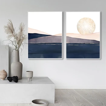 Abstract Sunset Mountain Landscape Print Poster Navy Blue Pink Gold Watercolor Canvas Painting Wall Art Pictures Bedroom Decor 
Abstract Sunset Mountain Landscape Print Poster Navy Blue Pink Gold Watercolor Canvas Painting Wall Art Pictures Bedroom Decor