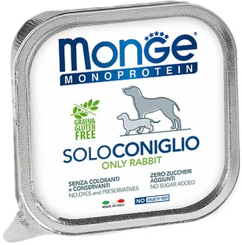 MONGE MONGE DOG MONOPROTEIN SOLO monobelkovye for adult dogs with rabbit pate 150g
MONGE MONGE DOG MONOPROTEIN SOLO monobelkovye for adult dogs with rabbit pate 150g
