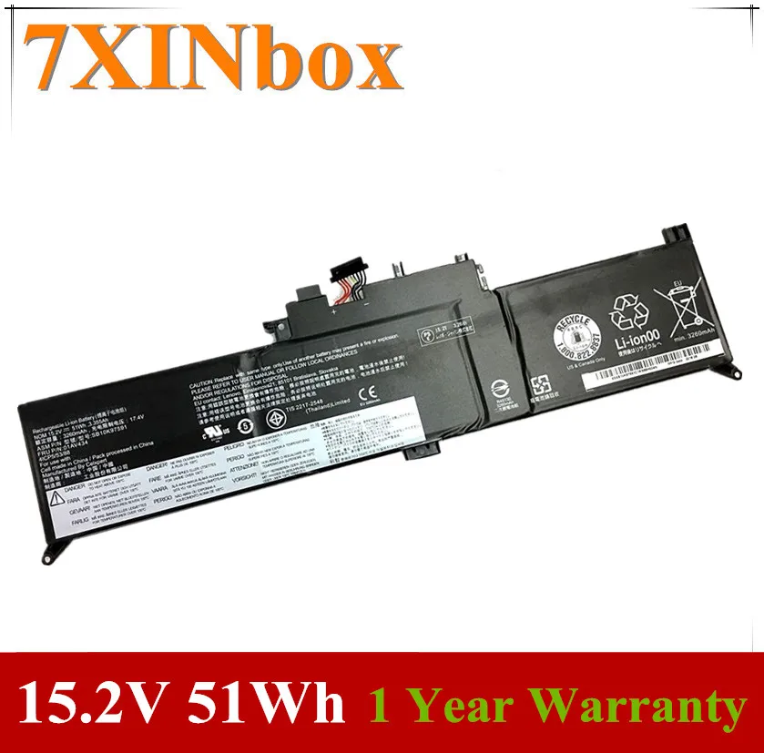 7XINbox 15 2 V 51Wh 01AV434 01AV433 01AV432 Аккумулятор для ноутбука Lenovo ThinkPad Yoga 370 X380 260 SB10K97591 SB10K97590 |