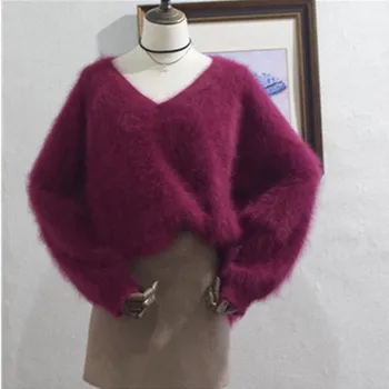 Autumn Winter Knitted Mink Cashmere Sweater V Neck Long Sleeve Solid Pullover Loose Sweater Women Clothes Casual Top
Autumn Winter Knitted Mink Cashmere Sweater V Neck Long Sleeve Solid Pullover Loose Sweater Women Clothes Casual Top