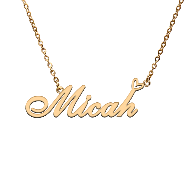 

God with Love Heart Personalized Character Necklace with Name Micah for Best Friend Jewelry Gift