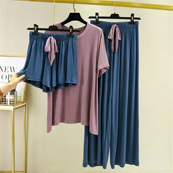 Daeyard Modal Pajamas Sets For Women Summer Autumn Contrast Color T-Shirt And Pants Plus Size Pyjamas Loose Sleepwear Homewear
Daeyard Modal Pajamas Sets For Women Summer Autumn Contrast Color T-Shirt And Pants Plus Size Pyjamas Loose Sleepwear Homewear