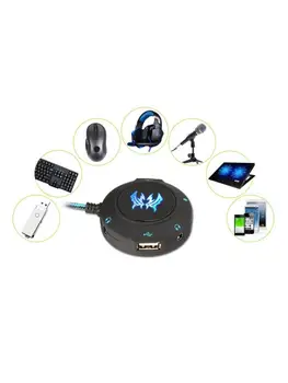 USB 2.0 Hub Sound Card External Adapter with Headphone Microphone Jack for Computer Laptop Mobile Phone
USB 2.0 Hub Sound Card External Adapter with Headphone Microphone Jack for Computer Laptop Mobile Phone