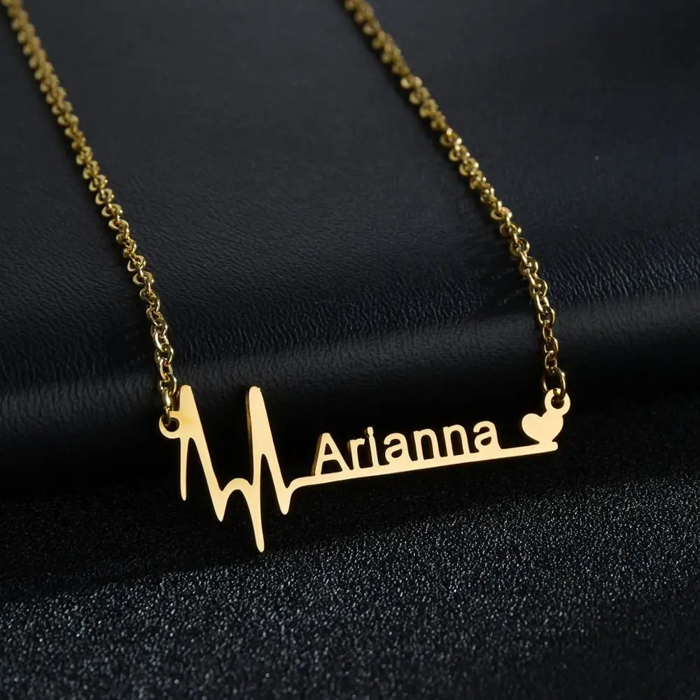 

Stainless Steel Custom Date of Birth Personalized Name Heartbeat Pendant Women Couple Anniversary Date Necklace Birthday Gifts