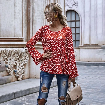 Fall Winter 2020 Women Patchwork Red Flare Sleeve Peplum Polka Dot Blouse Kawaii O Neck Long Bell Sleeve Polka Dot Top Plus Size
Fall Winter 2020 Women Patchwork Red Flare Sleeve Peplum Polka Dot Blouse Kawaii O Neck Long Bell Sleeve Polka Dot Top Plus Size