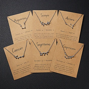 12pcs New fashion twelve constellation rhinestone Paper Card Necklaces fashion starry map clavicle necklace 
12pcs New fashion twelve constellation rhinestone Paper Card Necklaces fashion starry map clavicle necklace