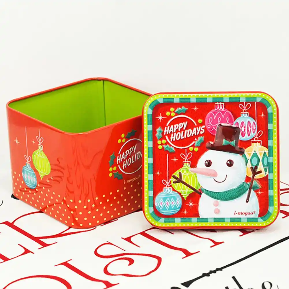 christmas santa elk tinplate gift box mini snowman storage candy