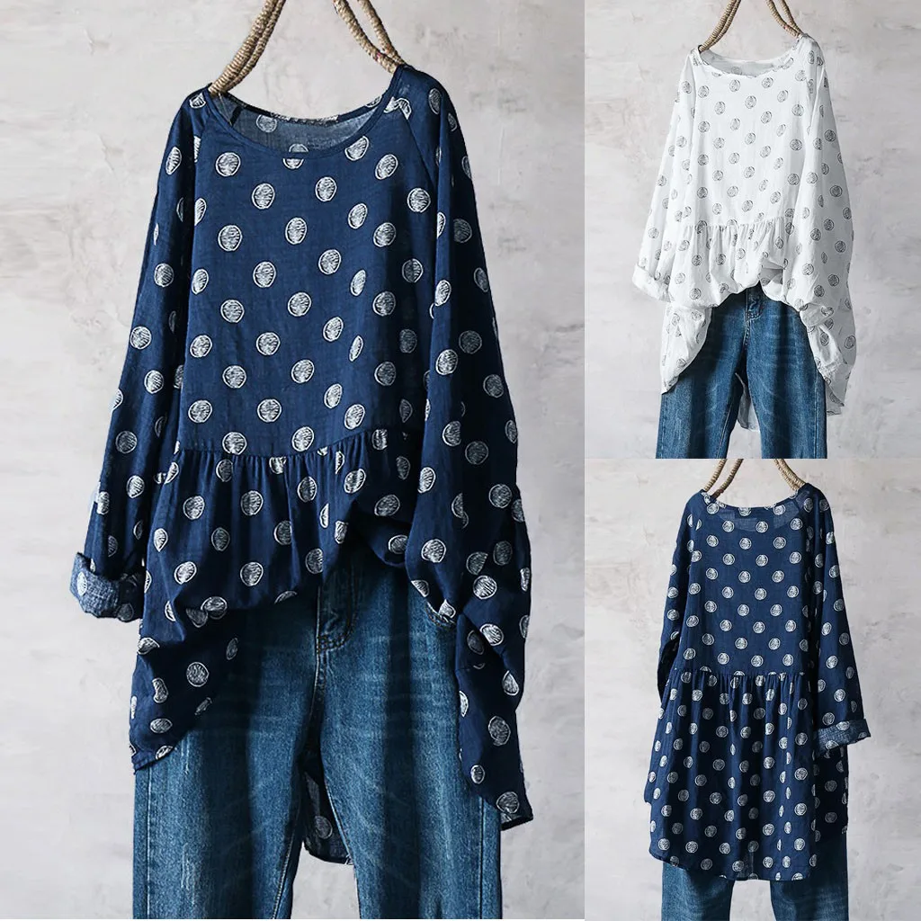 2019 Tshirt Women Casual Loose Linen Plus Size Dot Splice Print Button Tops Camisas Harajuku Camiseta Mujer Top Women T Shirt
2019 Tshirt Women Casual Loose Linen Plus Size Dot Splice Print Button Tops Camisas Harajuku Camiseta Mujer Top Women T Shirt