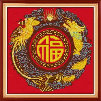 Joy Sunday Chinese Cross Stitch Kits Dragon And Phoenix Blessing Printed On Canvas DMC11&14CT Embroidery Kit for Home Decor&Gift
Joy Sunday Chinese Cross Stitch Kits Dragon And Phoenix Blessing Printed On Canvas DMC11&14CT Embroidery Kit for Home Decor&Gift