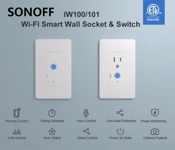 Sonoff IW100 US Wi-Fi Smart Power Monitoring Wall Socket & Switch Energy-saving Over-load Protection Work With Google Home
Sonoff IW100 US Wi-Fi Smart Power Monitoring Wall Socket & Switch Energy-saving Over-load Protection Work With Google Home