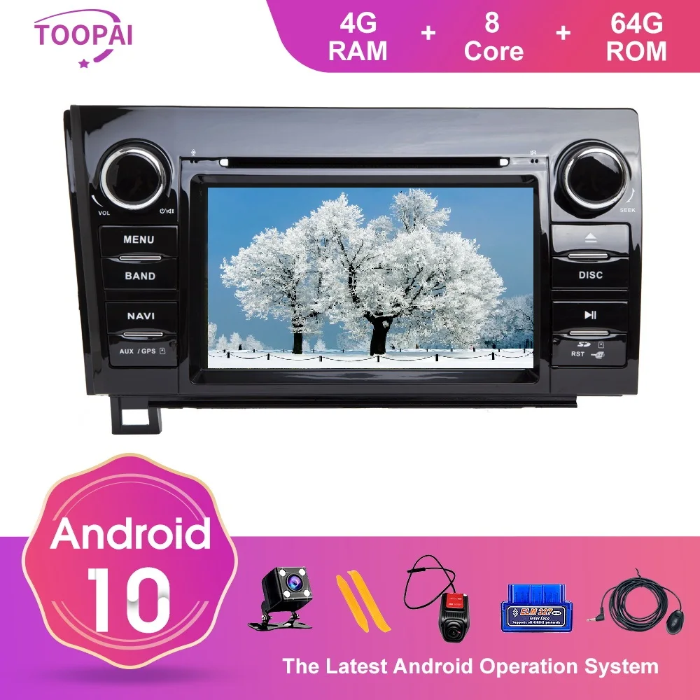 TOOPAI Android 10 для Toyota Tundra Sequoia 2007-2013 Авто Радио Стерео DVD SWC IPS 7 "GPS навигация
