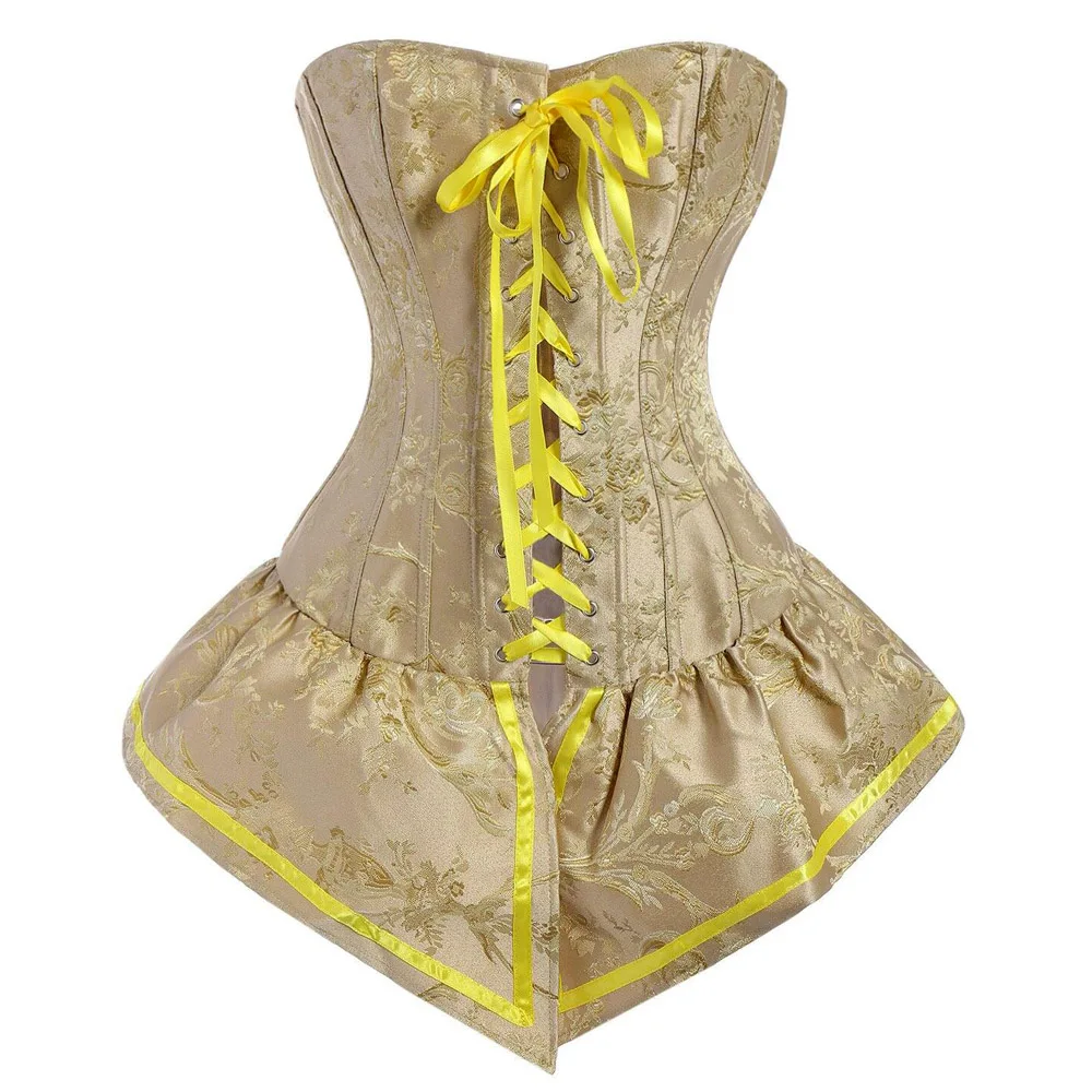 Ladies Renaissance Palace Style Yellow Brocade Lace-up Corset Skirted Retro Bustier Overbust Corset tops Womens Lingerie
Ladies Renaissance Palace Style Yellow Brocade Lace-up Corset Skirted Retro Bustier Overbust Corset tops Womens Lingerie