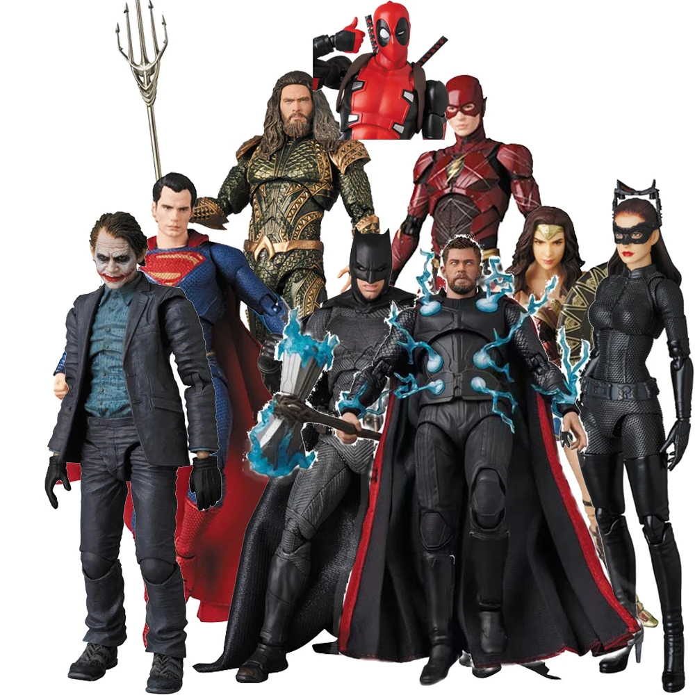 Коллекционная игрушка супергероя Mafex Deadpool Cyborg Flash Wonder Thor Aquaman Брюс Уэйн The Dark Night