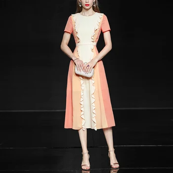 Seifrmann Summer Fashion Runway Office Women Midi Dresses Ruffles Belted Patchwork Daily Work Wear Slim Ladies Dress Vestoidos
Seifrmann Summer Fashion Runway Office Women Midi Dresses Ruffles Belted Patchwork Daily Work Wear Slim Ladies Dress Vestoidos