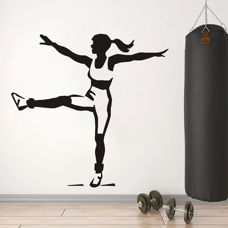 Фитнес девушка настенные наклейки на тему спорта работа виниловые окна