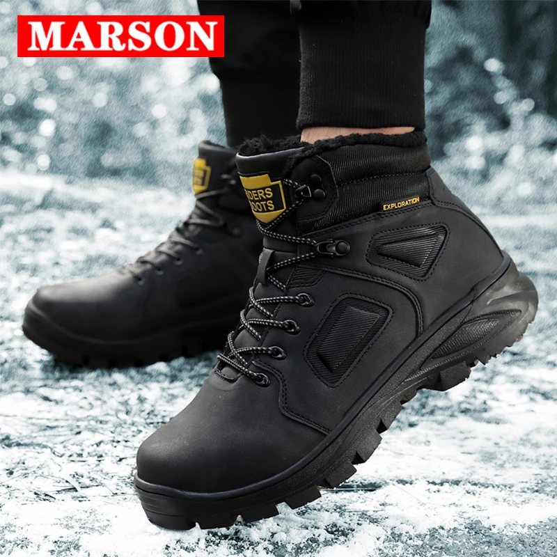 MARSON Men's Winter Warm Snow Boots Men Leather Ankle Shoes Plush Warm Male Shoe High Top Outdoor Sneakers Hiking Footwear
MARSON Men's Winter Warm Snow Boots Men Leather Ankle Shoes Plush Warm Male Shoe High Top Outdoor Sneakers Hiking Footwear