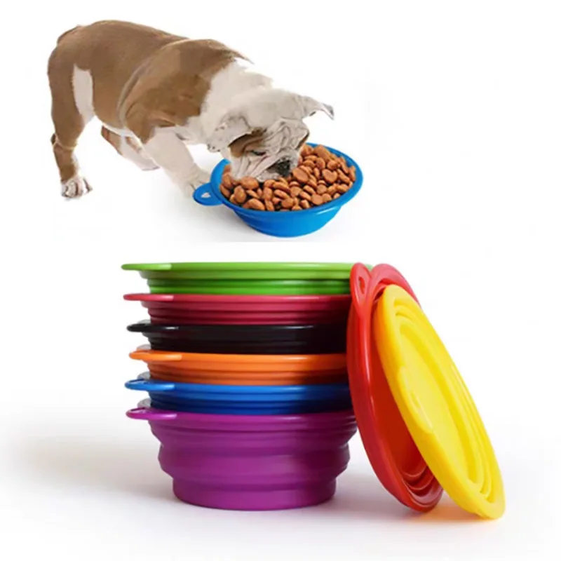 

portable dog bowl foldable silicone big pet supplies dogs products pet food container accesorios para perros miska dla psa