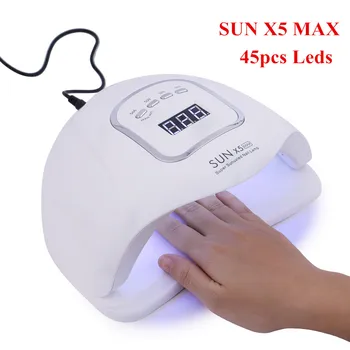 SUN X5MAX 80W Nail Dryer 45pcs LEDs UV LED Nail Lamp For Gel Polish Dual Power Quick Drying with Auto Sensor Manicure Salon Lamp