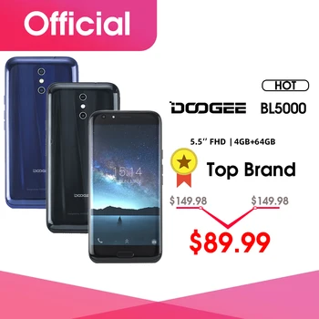 DOOGEE BL5000 Dual 13.0MP Camera Android 7.0 5050mAh 12V2A Quick Charge 5.5'' FHD MTK6750T Octa Core 4GB RAM 64GB ROM Smartphone
DOOGEE BL5000 Dual 13.0MP Camera Android 7.0 5050mAh 12V2A Quick Charge 5.5'' FHD MTK6750T Octa Core 4GB RAM 64GB ROM Smartphone