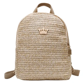 Straw Women'S Backpack Shoulder School Crown Decorative Backpack Straw Knitted Backpack Female
Straw Women'S Backpack Shoulder School Crown Decorative Backpack Straw Knitted Backpack Female