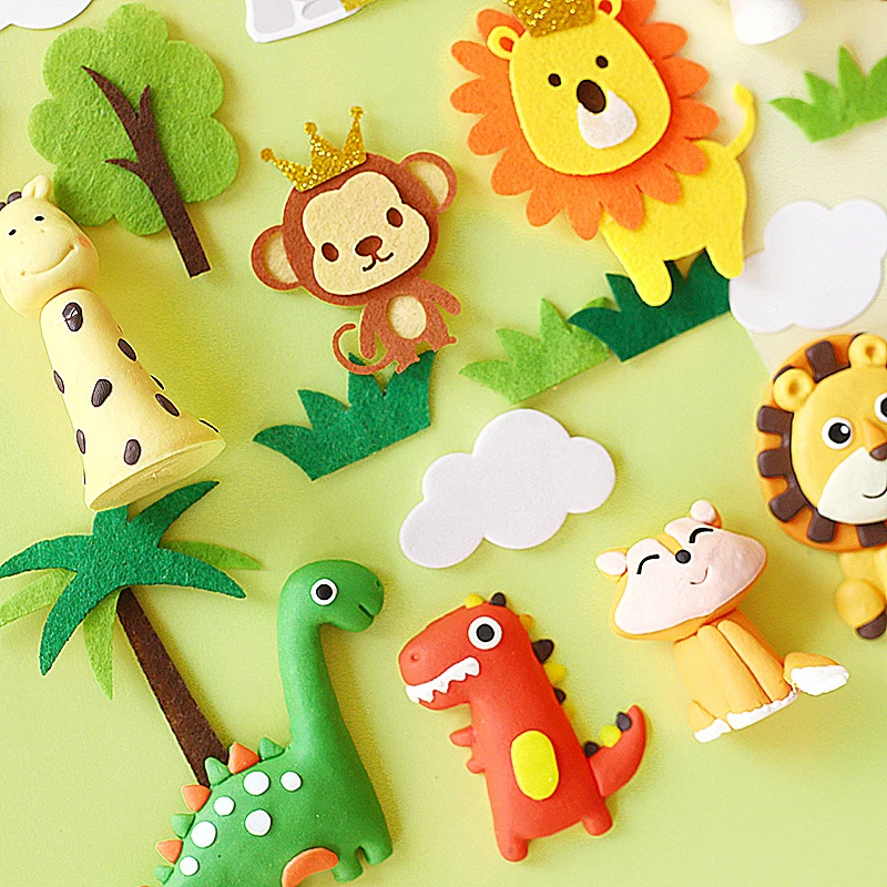 Animals Giraffe Lion Fox Decoration Monkey Cake Toppers for Children's Day Party Baby Happy Birthday Supplies Lovely Gifts