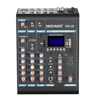 Neewer Stereo 5 Channel Mixer Compact Mini Mixing Console Echo DSP Effects LCD Display Screen Built-in SD card/USB/MP3
Neewer Stereo 5 Channel Mixer Compact Mini Mixing Console Echo DSP Effects LCD Display Screen Built-in SD card/USB/MP3