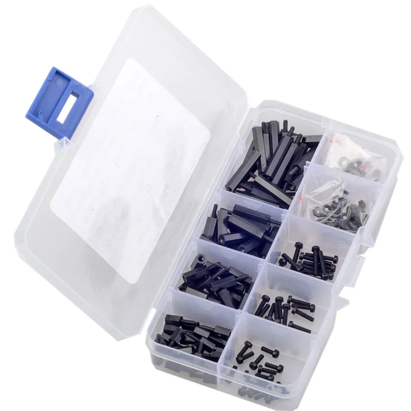 220pcs M2Black Hex Nylon Standoff Spacer Column Assortment Kit Screw Nut Washer Fixed Plastic Spacing Screws For PCB Motherboard
220pcs M2Black Hex Nylon Standoff Spacer Column Assortment Kit Screw Nut Washer Fixed Plastic Spacing Screws For PCB Motherboard
