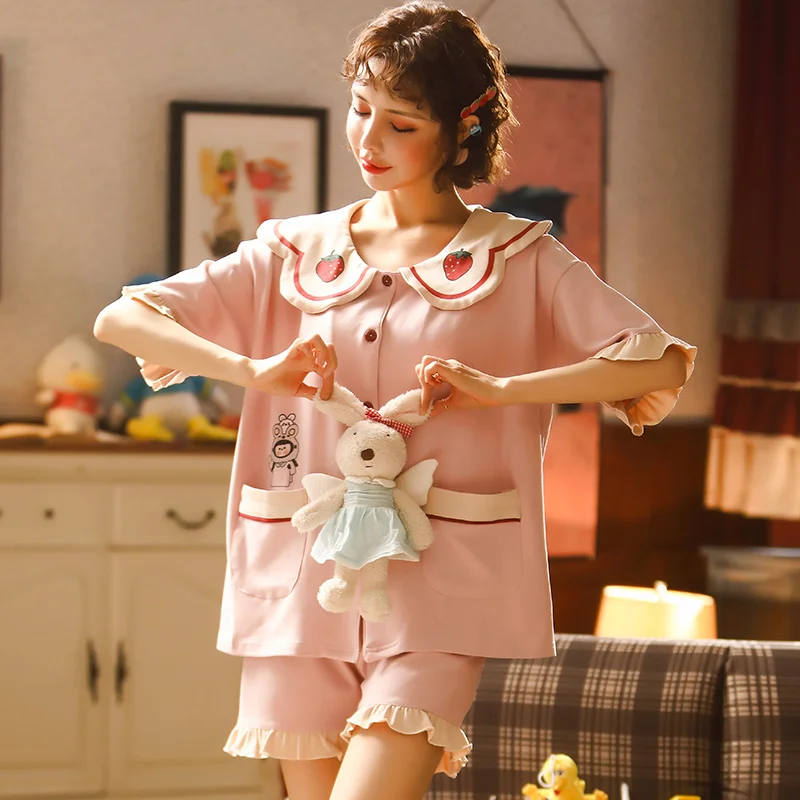 2020Women Pajamas Sets with Pants Turn-down Collar with Pocket Pyjama Cute Cartoon Button Top+Pants Pajama Strawberry
2020Women Pajamas Sets with Pants Turn-down Collar with Pocket Pyjama Cute Cartoon Button Top+Pants Pajama Strawberry