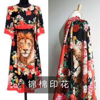 Custom production brand lion printed polyester fabric cloth 145 cm width shirt women's children's DIY sewing fabric for dress 
Custom production brand lion printed polyester fabric cloth 145 cm width shirt women's children's DIY sewing fabric for dress