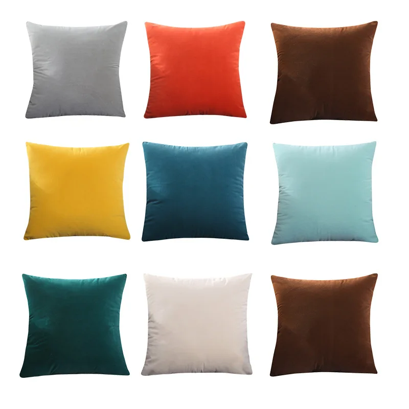 

Home Furnishing Velvet Solid Color Pillow Case Throw Pillow Coat Cushion Sofa Office Lumbar Pillow Case