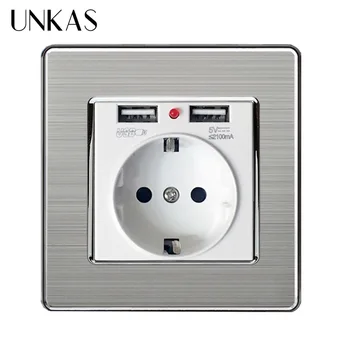UNKAS EU Socket With Dual USB Charging Port 2.1A Wall Charger Adapter Power Outlet PC Panel White New Luxury
UNKAS EU Socket With Dual USB Charging Port 2.1A Wall Charger Adapter Power Outlet PC Panel White New Luxury