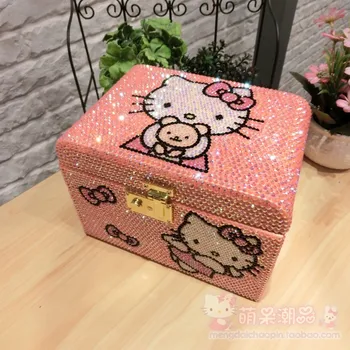 Completely Handmade Hello Kitty Rhinestone Wooden Box Jewelry Box with Lock Multi-layer Bead Storage Containers Drawer Organizer
Completely Handmade Hello Kitty Rhinestone Wooden Box Jewelry Box with Lock Multi-layer Bead Storage Containers Drawer Organizer