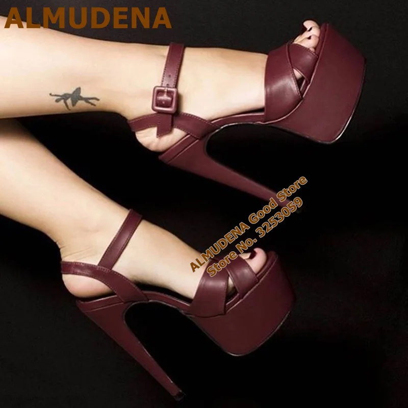 ALMUDENA/пикантные бордовые матовые кожаные сандалии Модельные туфли-лодочки на