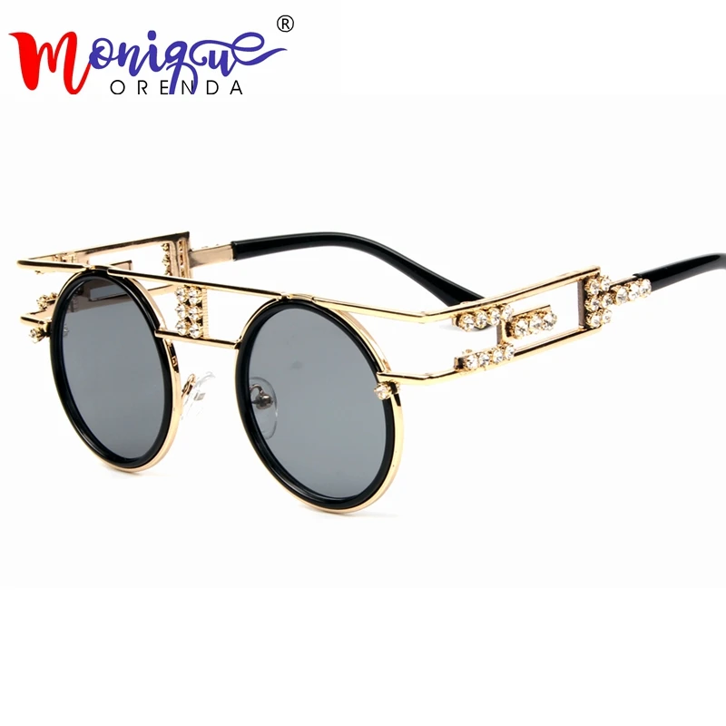 

High Quality Metal Frame Steampunk Sunglasses Women Brand Designer Handmand Round Men Gothic Sun glasses Vintage Eyeglasses