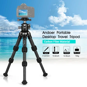 

Andoer Desktop Carbon Fiber Camera stand Tripod Max.load Capacity 10kg/22Lbs with Panoramic Ball Head for Canon/Sony/Nikon DSLR