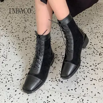 2020 Winter Boots Women Genuine Leather Martin Boots Square Toe Thick Heels Ankle Boots Cross Strap Black Botas Mujer 
2020 Winter Boots Women Genuine Leather Martin Boots Square Toe Thick Heels Ankle Boots Cross Strap Black Botas Mujer