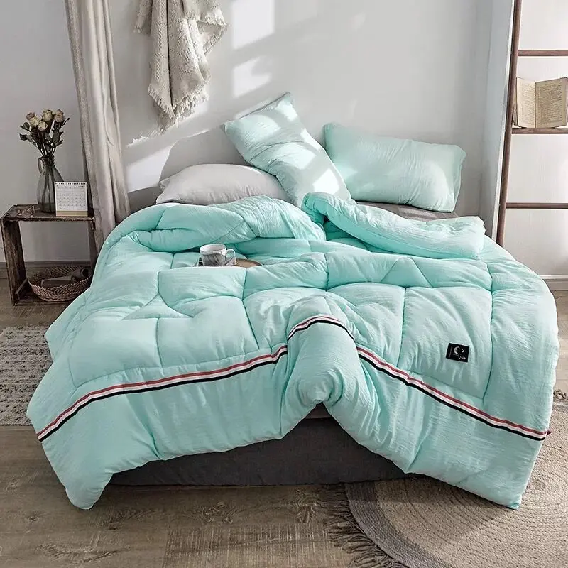 

Luxury cotton Winter Quilt twin queen king size Blankets stripe Bed Cover Adults duvet white gray soft bedding Comforters