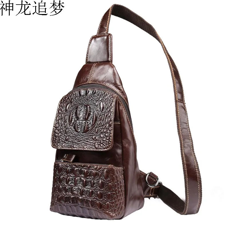Crocodile pattern Men's genuine leather chest bag fashion Half Moon chest punch casual shoulder bag mobile phone bag man pockets 
Crocodile pattern Men's genuine leather chest bag fashion Half Moon chest punch casual shoulder bag mobile phone bag man pockets