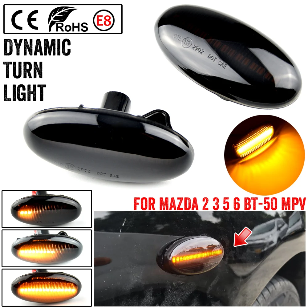 Modern Styling LED Side Indicator Repeater Turn Signal Blinker For Mazda 2 3 5 6 GG GY MPS BT-50 MPV Smoked Clear Dynamic Lights |