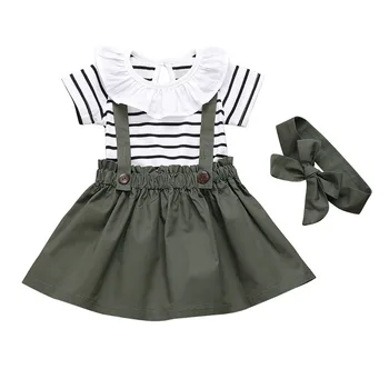 Striped Baby Girls Clothes Outfits Summer Short Sleeve Kids Clothing For Girls 3Pcs Ruffle Bodysuit+Strap Dress+Headband D30
Striped Baby Girls Clothes Outfits Summer Short Sleeve Kids Clothing For Girls 3Pcs Ruffle Bodysuit+Strap Dress+Headband D30