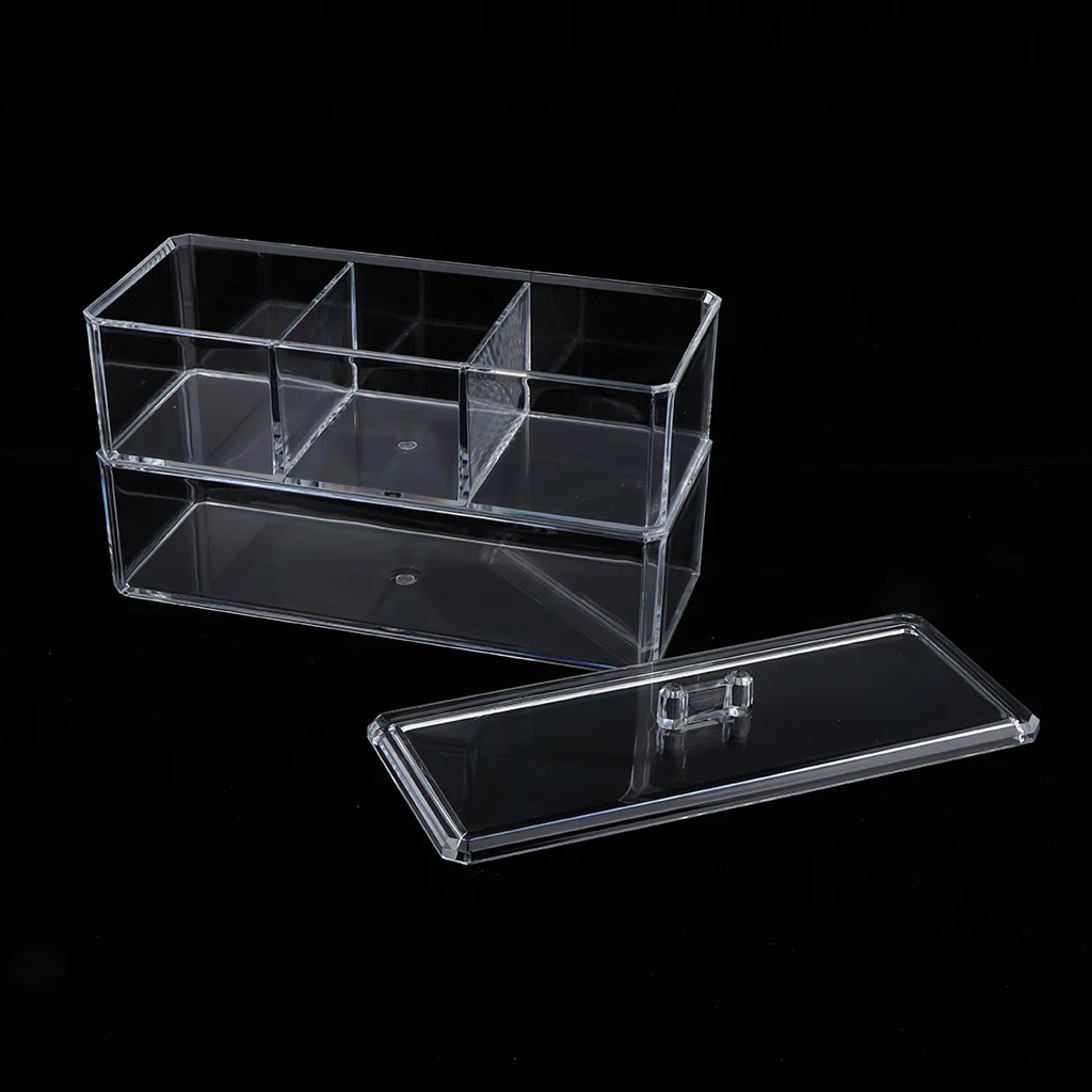 2 Tier Clear Acrylic Cosmetic Makeup Cube Jewelry Organizer,Upper Compartment with 3 Slot for Makeup Cotton Pads Swabs Storage 2 Tier Clear Acrylic Cosmetic Makeup Cube Jewelry Organizer,Upper Compartment with 3 Slot for Makeup Cotton Pads Swabs Storage
