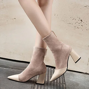 Fashion Boots Women High Heels Shoes Winter Female Boots Pointed toe Sexy Ladies Ankle Boots Square Heel 7.5cm A2002 
Fashion Boots Women High Heels Shoes Winter Female Boots Pointed toe Sexy Ladies Ankle Boots Square Heel 7.5cm A2002