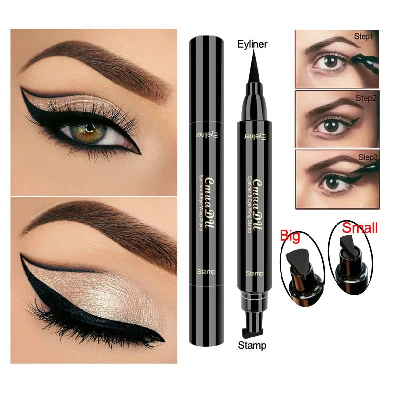 

New Practical Long Lasting Eyes Liner Liquid Make Up Pencil Waterproof Black Double-ended Makeup Stamps Eyeliner Pencil TSLM1
