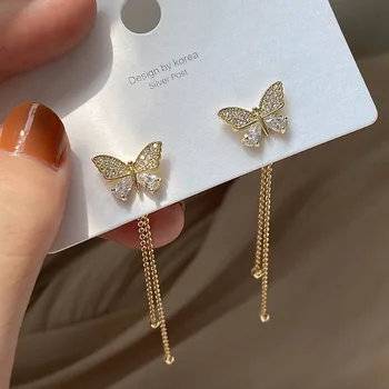 Multiple Shiny Rhinestones Star Butterfly Drop Earrings for Women Korean Cute Gold Color Metal Long Tassel Earrings Jewelry
Multiple Shiny Rhinestones Star Butterfly Drop Earrings for Women Korean Cute Gold Color Metal Long Tassel Earrings Jewelry