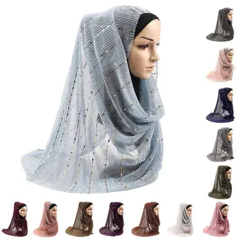High Quality Fashion Muslim Arab Women's Sequined Stripe Hijab Scarf Neck Wrap Shawl
High Quality Fashion Muslim Arab Women's Sequined Stripe Hijab Scarf Neck Wrap Shawl